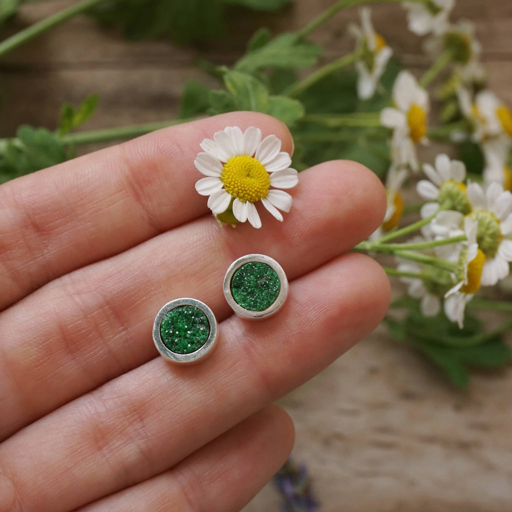 Moon Uvarovite Earrings