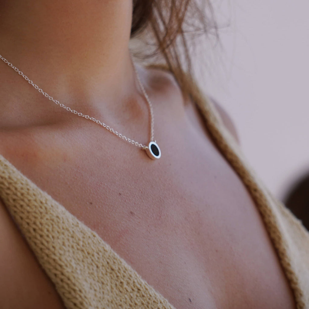 Crystallized Onyx Moon Necklace